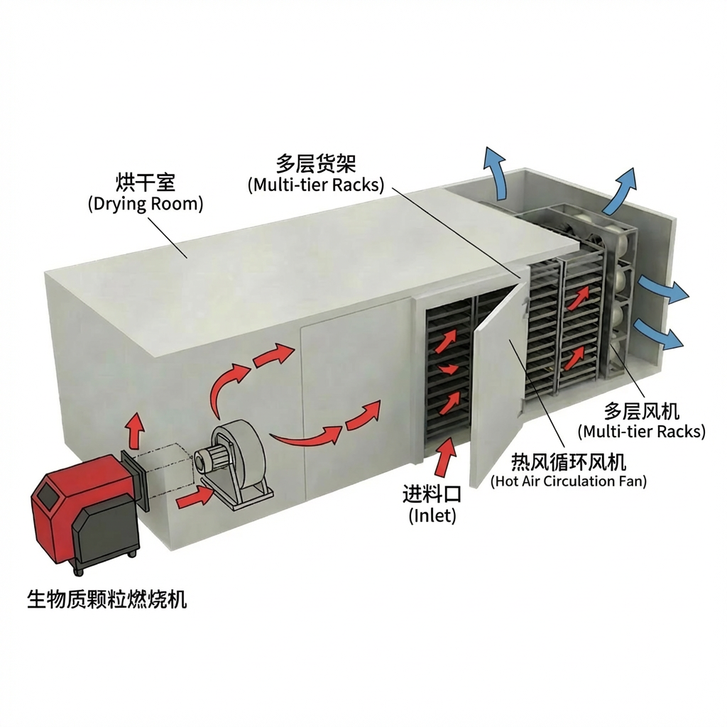 生物质颗粒烘干房系统示意图