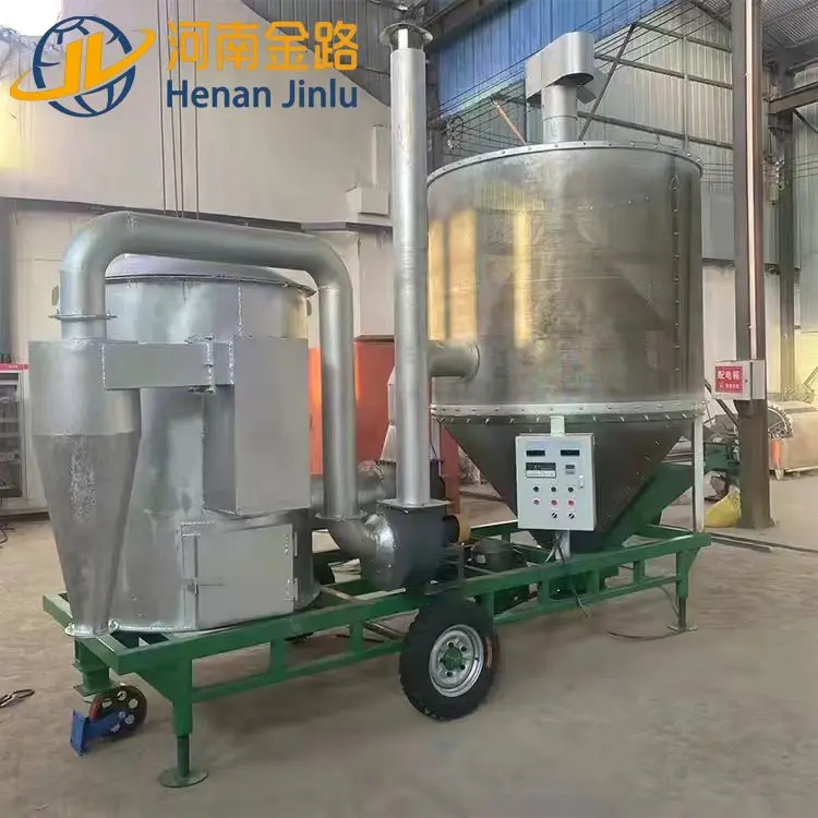 continuous flow grain dryer with cyclone dust collector